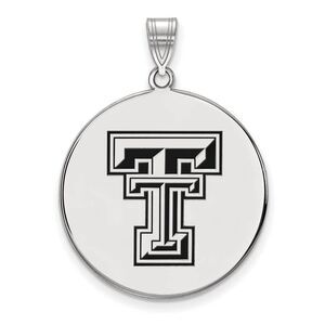 Sterling Silver Texas Tech U. XL Enamel Disc Pendant